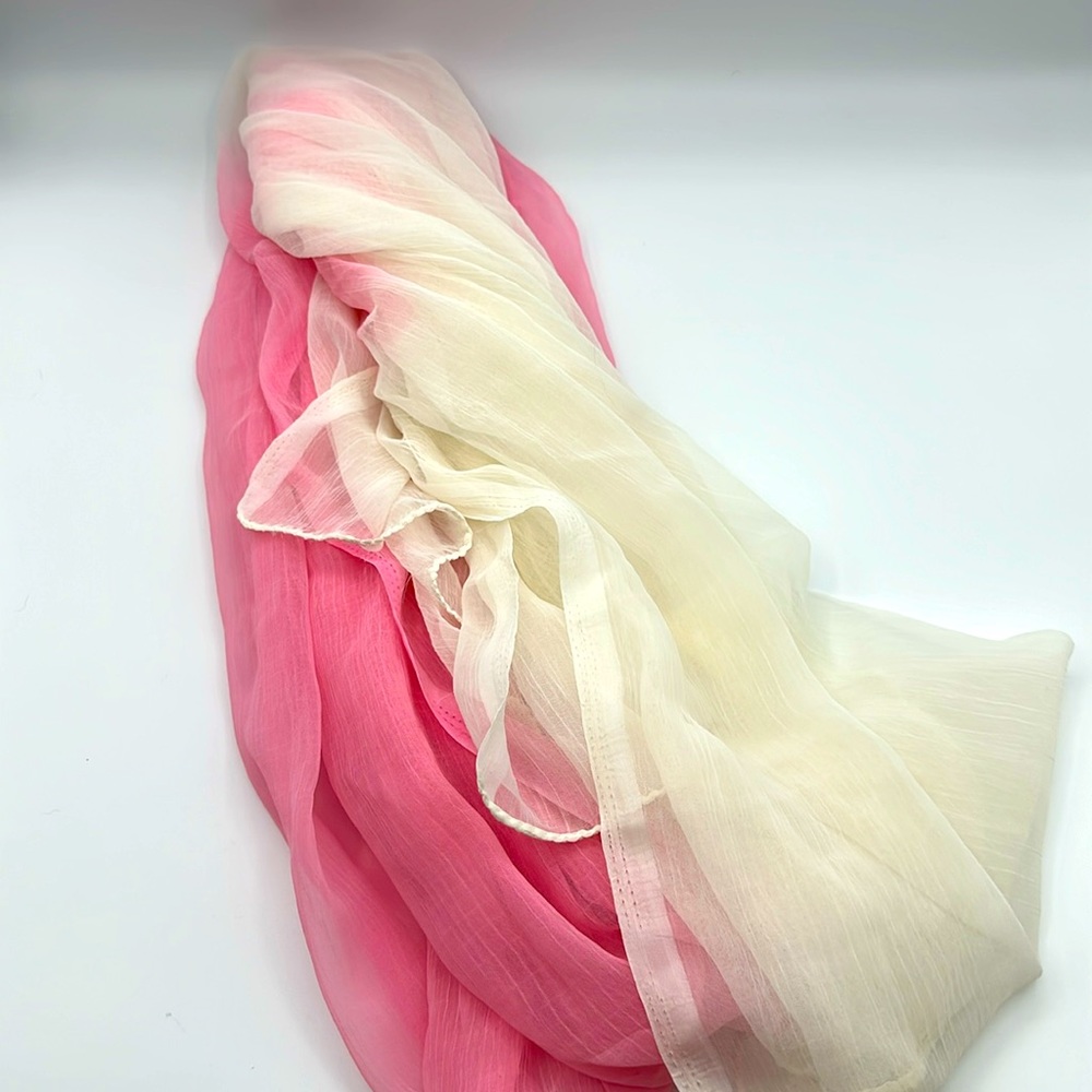 Pink & Cream Sheer Chiffon Lightweight Scarf